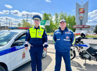 В Подмосковье сотрудник Госавтоинспекции помог потушить загоревшийся на дороге автомобиль