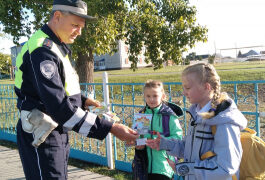 В сельских районах Тюменской области наряды ДПС проводят «минутки безопасности» около образовательных учреждений